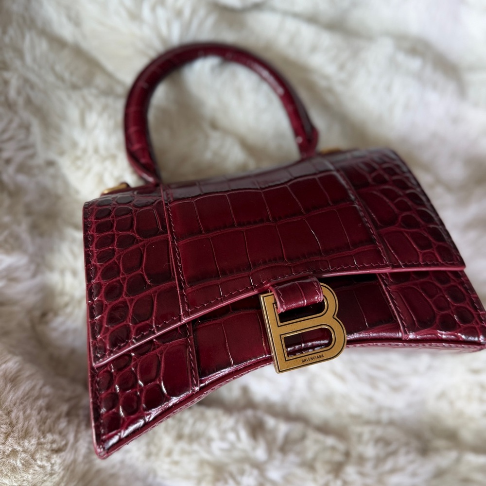 Balenciaga Deep Red Croc-Embossed Mini Bag
